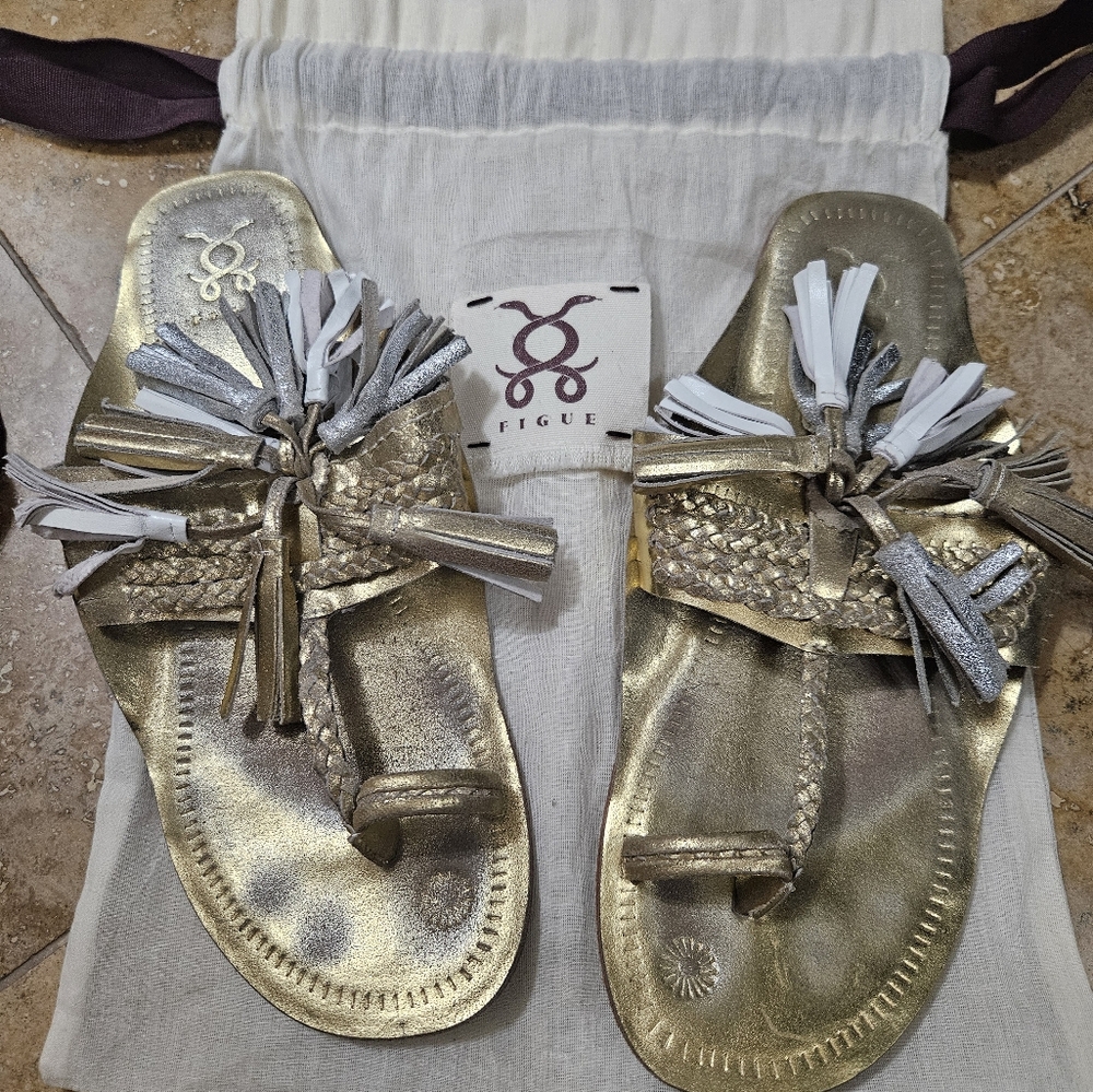 Figue Metallic Fringe Flats